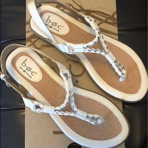BOC/Born white/silver braid sandals. NIB.